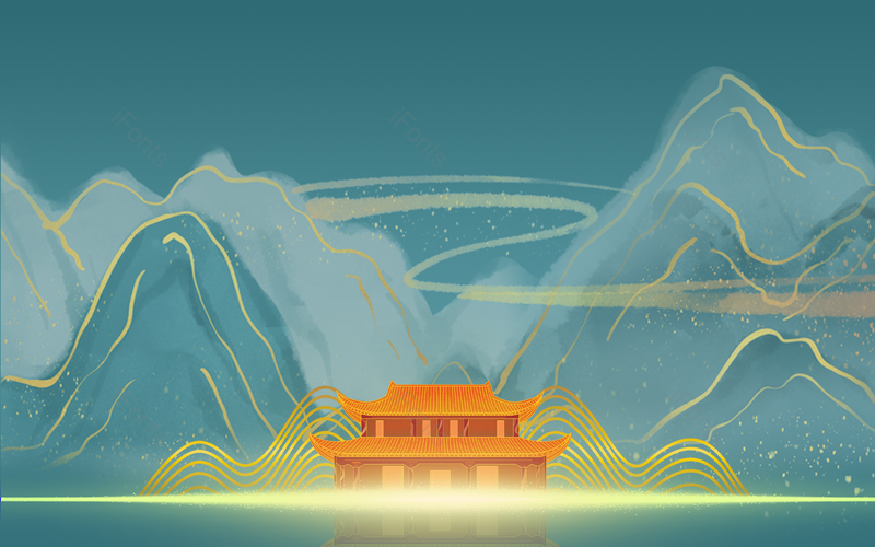 国潮中国风手绘卡通建筑电商背景,插画/手绘图,插画/手绘图库,插画/手绘图下载,插画/手绘